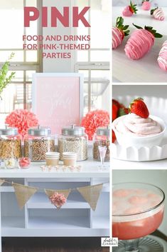 pink food and drinks for pink - themed parties