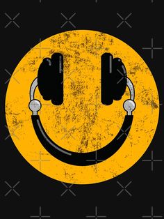 a smiley face with headphones on it