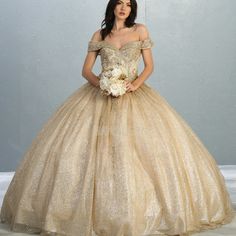 Gold Dresses For Quinceanera, Fitted Sequined Quinceanera Dress For Gala, Quinceanera Gown With Sequins And Fitted Bodice, Embellished Ball Gown Quinceanera Dress For Gala, Glamorous Embellished Quinceanera Dress For Gala, Elegant Sequined Quinceanera Dress For Gala, Embellished Ball Gown For Quinceanera Gala, Sequin Fitted Quinceanera Dress For Debutante Ball, Embellished Ball Gown For Gala Quinceanera Dress