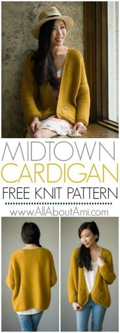 Pattern: The Midtown Cardigan - All About Ami Diy Cardigan, Diy Sweater, Trendy Sewing, Knitting Patterns Free Cardigans, Patterned Cardigans, Hat Knitting Patterns, Cardigan Pattern, Diy Knitting