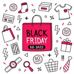 black friday sale with shopping bags and other items