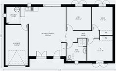 a floor plan for a small house with two rooms and one living room in the middle