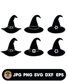 witch hat silhouettes for halloween svg dxf eps png example image