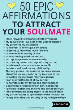 the 50 epic affirmations to attract your soulmate by reading this book