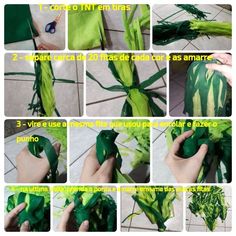 instructions to make green tissue paper flowers