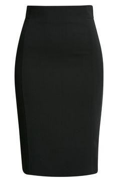 The brand's signature tailored style is evident in the stark silhouette and meticulous construction of this wool-blend pencil skirt. 24 1/2" length (size 8) Hidden side-zip closure 99% wool, 1% polyamide Dry clean Made in Romania Women's Designer Clothing Classic Tailored Pencil Skirt For Office, Elegant Office Pencil Skirt Suit, Knee-length Lined Pencil Skirt For Formal Occasions, Elegant Knee-length Bottoms For Business, Elegant Tailored Skirt Suit With Pencil Skirt, Elegant Tailored Pencil Skirt Suit, Tailored Pencil Skirt For Office, Classic Black Skirt Suit For Work, Classic Tailored Office Skirt