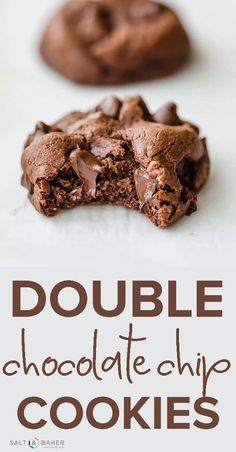 double chocolate chip cookies with text overlay