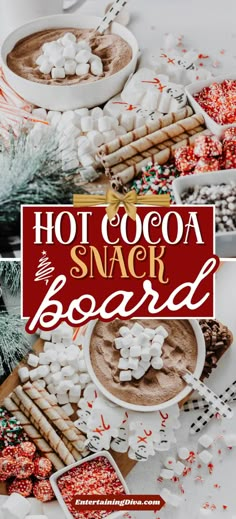 Hot Cocoa Snack Board | Easy Recipes Hot Cocoa Dip Charcuterie Board, Christmas Chili Bar Ideas, S’mores Charcuterie Board, Hot Chocolate Bar For Christmas, Dollar Tree Hot Cocoa Bar, Smores Charcuterie Board, Hot Cocoa Charcuterie Board, Hot Cocoa Board, Fun Charcuterie Board