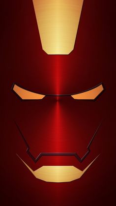 the iron man symbol is shown in red and gold