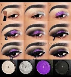 Purple Eye Makeup Tutorial, Make Up Mata, Goth Prom, Halloweenský Makeup, Makeup Cantik, Purple Smokey Eye, Make Up Tutorials, Purple Eye Makeup