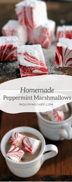 homemade peppermint marshmallows on a table