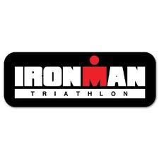 the iron man logo is shown on a black and red sticker that says iron man triathlonon