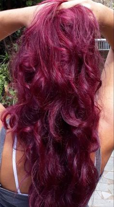 Hair Dye Ideas Without Bleach, Raspberry Colored Hair, Purple Ish Red Hair, Winter Fashion Hair Color, Pink Hair On Dark Hair, Long Colorful Hair, Rosy Pink Hair, Dark Hot Pink Hair, Fusha Hair Color