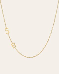 14k Gold Asymmetrical Multiple Initials Necklace | ZOE LEV Letter Necklace Initials, Initials Necklace, Wedding Initials, Floating Necklace, Initial Necklace Gold, Monogram Necklace, Gold Initial, Mom Necklace, Shiny Things