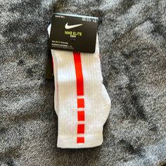 Nike Elite Socks (L) - New And Unworn Nike White Sports Socks, Sporty White Non-slip Socks, White Non-slip Sporty Socks, Nike White Sporty Socks, White Non-slip Comfortable Socks, Comfortable Non-slip White Socks, Casual White Nike Socks, White Non-slip Socks For Stocking Stuffers, Non-slip White Socks For Stocking Stuffers