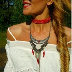 Boho Vibes Multi Layered Necklace With Red Pops Of Color. Grab It Pair With Any Outfit Or Your Favorite Bikini! Silver Tones Metal Hook And Chain Extention Red Beaded Choker Not Include But Also Available In My Closet Present Gift Bohemian Party Beach Vibes Vacation Tropical Cruise Getaway Popular Red Metal Necklaces For Party, Adjustable Red Necklace For Festival, Elegant Red Necklace For Festivals, Red Choker Necklace For Festival, Red Metal Jewelry For Festival, Bohemian Red Metal Jewelry, Elegant Red Jewelry For Festivals, Red Beaded Choker For Party, Red Bohemian Necklace For Party