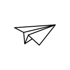 a black and white drawing of a paper airplane