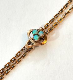 Vintage OPAL Slide Chain Necklace Victorian Gold Filled Lorgnette Long Watch - Guard - Muff Chain 1900 Antique Edwardian Estate Jewelry Gift Magnified Images, Classic Vintage