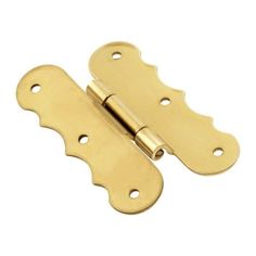 brass plated cabinet door hinges with two holes on each side and one hole at the top