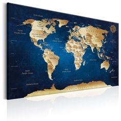 Canvas Print - World Map: The Dark Blue Depths - www.trendingbestsellers.com Map Canvas Art, World Map Art, World Map Canvas, Art Carte, Map Canvas, Large Canvas Prints, Banksy, Map Art, Map Print