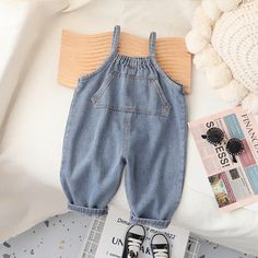 Baby Solid Color Denim Pocket Overalls Solids For Baby, Denim Pocket, Baby Grows, Height And Weight, Photo Props, Overalls, Color Blue, Size Chart, Solid Color