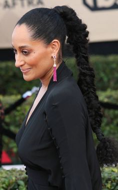 ESC: Tracee Ellis Ross, Ponytails Tracer Ellis Ross Hair, Tracee Ellis Ross Hairstyles, Celebrity Braids, Tracee Ellis Ross Hair, Angela Rye, Loc Goals, Hair Muse, Easy Updos For Long Hair, Slicked Back Ponytail