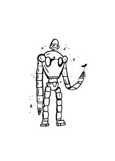 a black and white drawing of an astronaut