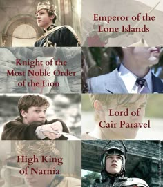 the four main characters in game of thrones, from left to right king narnia, knight of the noble order, lord of the lion and captain parvel