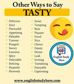 an english study poster with the words'other ways to say tastyy '