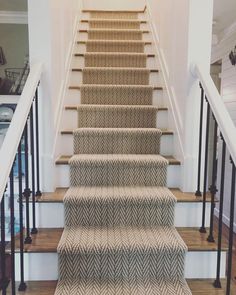 a carpeted staircase leading up to the second floor