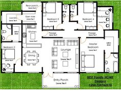 the floor plan for a home with three bedroom and two bathrooms