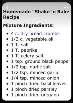 the recipe for homemade shake n'bake