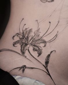 Blackwork Flower Tattoo, Low Back Tattoo Women, Gothic Floral Tattoo, Blast Over Tattoo, Tattoo Making, Random Tattoos, Gothic Tattoos, Flower Reference, Dragonfly Tattoo Design