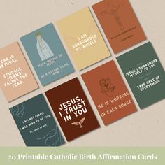 20 printable catholic birth affirmation cards with the words jesus trust i trust in you