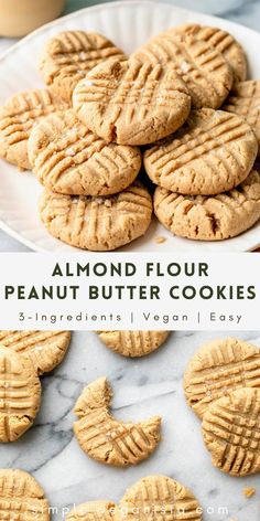 almond flour peanut butter cookies on a white plate