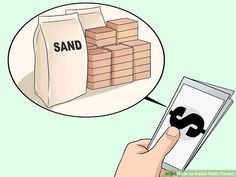 sand bags being held by a hand with the word sand on it and another bag next to them