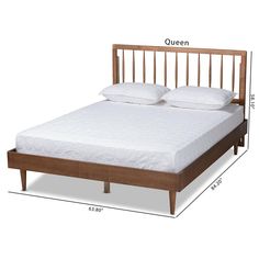 Baxton Studio Sora Mid-Century Modern Ash Walnut Finished Wood Queen Size Platform Bed FredCo theFredCo Spindle Headboard, King Size Platform Bed, Full Size Platform Bed, Bed Platform, Wooden Platform Bed, Queen Size Platform Bed, Full Platform Bed, King Platform Bed, Queen Platform Bed