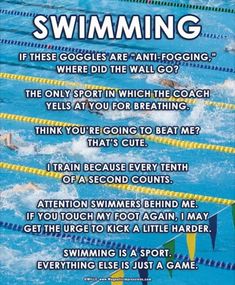 a swimming poster with the words swimming on it