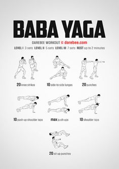 a poster with instructions on how to do the baba yaga exercise for beginners