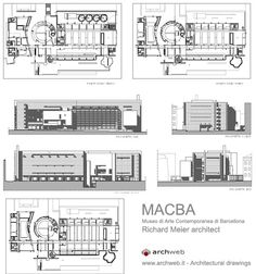 architectural drawings of the macba building