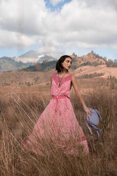 Lily Maxi Skirt - Magenta - Into the Wild by Tulle and Batiste Boho Wardrobe, Pocket Craft, Wild Print, Braided Bag, Love Time, Versatile Outfits, Leather Weaving, Made Clothing, Modern Boho