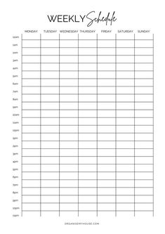 Free printable hourly calendar (schedule 24hrs a day a week) | Weekly Printable Planner By  Terri Wojciechowski Free Printable Weekly Planner Template, Hourly Calendar, Schedule Printable Free, Study Planner Printable Free, Free Weekly Planner Templates, Printable Schedule, Calendar Schedule, Timetable Template, Weekly Schedule Printable