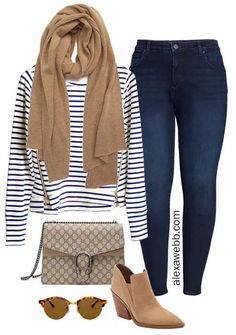 Striped Sweater Outfit, Funky Clothing, Taupe Shoes, Alexa Webb, Pullovers Outfit, Office Wardrobe, Casual Chique, Striped Pullover, Striped Sweatshirts