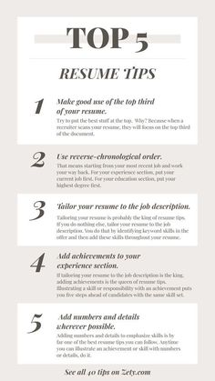 the top 5 resume tips for an experienced graphic designer infographic design typography