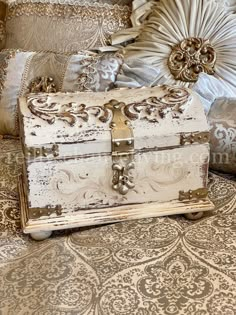 Decorative_tabletop_box-hand_carved_wood_treasure_chest_box-old_world_decor-tuscan_home_decor-reilly_chance Hacienda Style Decor, Cat Arzyna, Wood Treasure Chest, Christmas Gift Wrapping Ideas, Gift Wrapping Ideas