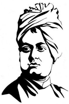 a black and white drawing of a man wearing a turban