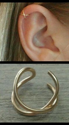 two pictures of different types of ear piercings and one with an open nose ring