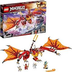 LEGO NINJAGO Legacy Fire Dragon Attack 71753 Ninja Playset Building Kit, Featuring a Flying Dragon Toy; New 2021 (563 Pieces) Ninjago Sets, Lego Fire, Water Dragon