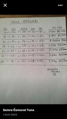 a piece of paper that has been written on it with numbers and times in arabic