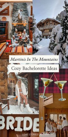 the collage shows many different pictures and people in white outfits, including two martinis